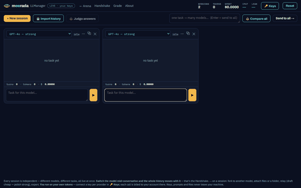 Import a Claude Code session, continue it on GPT-4o mini, then switch to GPT-4o mid-conversation — the whole history carried